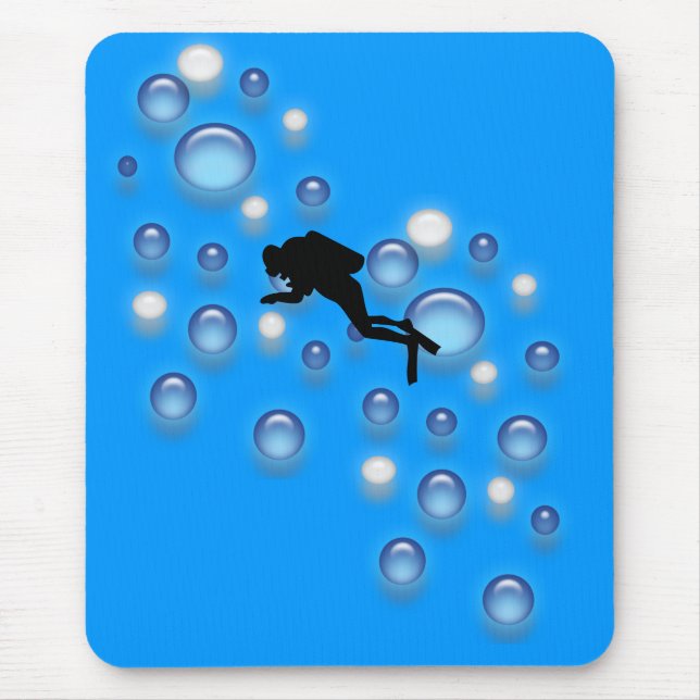 Tapis De Souris Mousepad - Plongeur avec bulles (Devant)