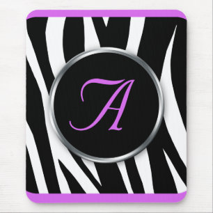 Tapis De Souris Mousepad pourpre de monogramme d'impression chic