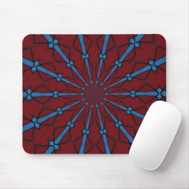 Tapis De Souris Mousepad radial en verre rouge et bleu (Avec souris)