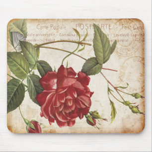 Tapis De Souris Mousepad rose botanique vintage