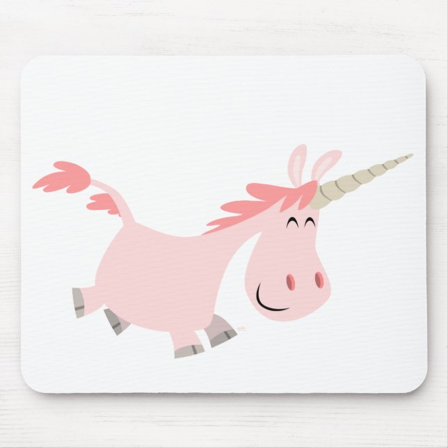 Tapis De Souris Mousepad rose de licorne de bande dessinée (Devant)