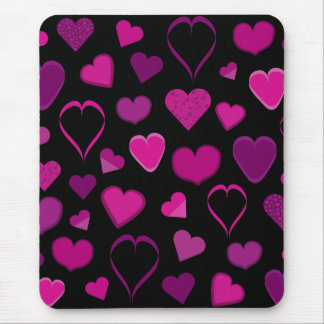 Tapis De Souris Mousepad rose et lilas de coeurs