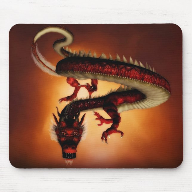 Tapis De Souris Mousepad rouge de dragon (Devant)