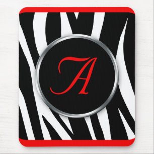 Tapis De Souris Mousepad rouge de monogramme d'impression chic de