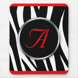 Tapis De Souris Mousepad rouge de monogramme d'impression chic de