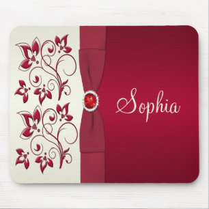 Tapis De Souris Mousepad rouge et ivoire