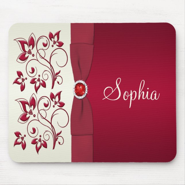 Tapis De Souris Mousepad rouge et ivoire (Devant)