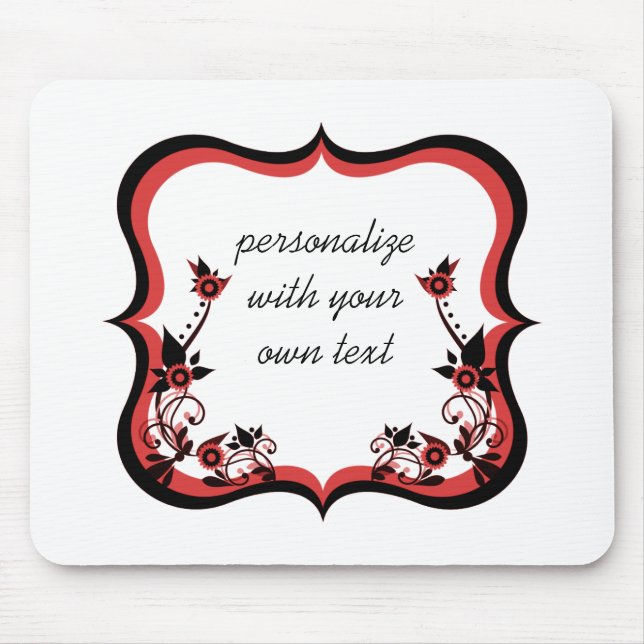 Tapis De Souris Mousepad, Rouge, Frame Floral Sassy (Devant)