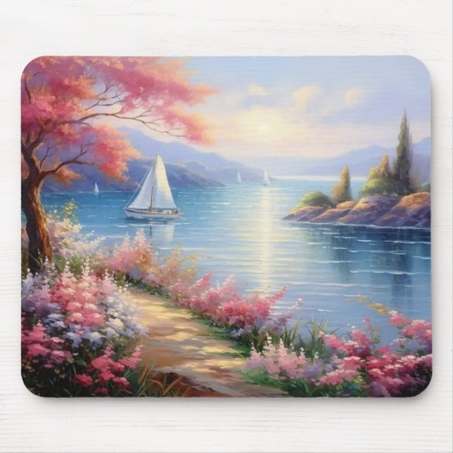 Tapis De Souris Mousepad | Sailboats in Distance (Devant)