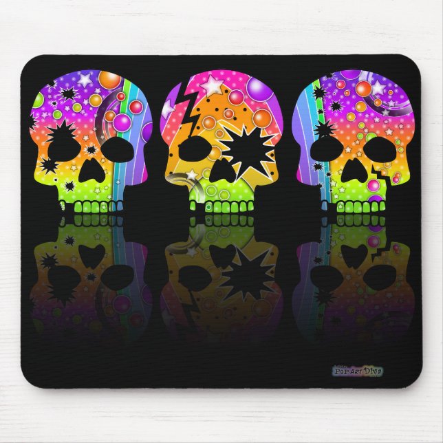 Tapis De Souris Mousepad - SKULLS POP ART (Devant)