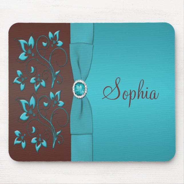 Tapis De Souris Mousepad turquoise et Brown (Devant)