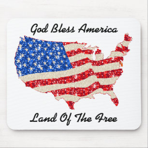 Tapis De Souris Mousepad USA Drapeau Dieu béni Amérique
