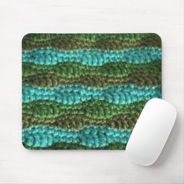 Tapis De Souris Mousepad - Vague Motif en Verts (Avec souris)