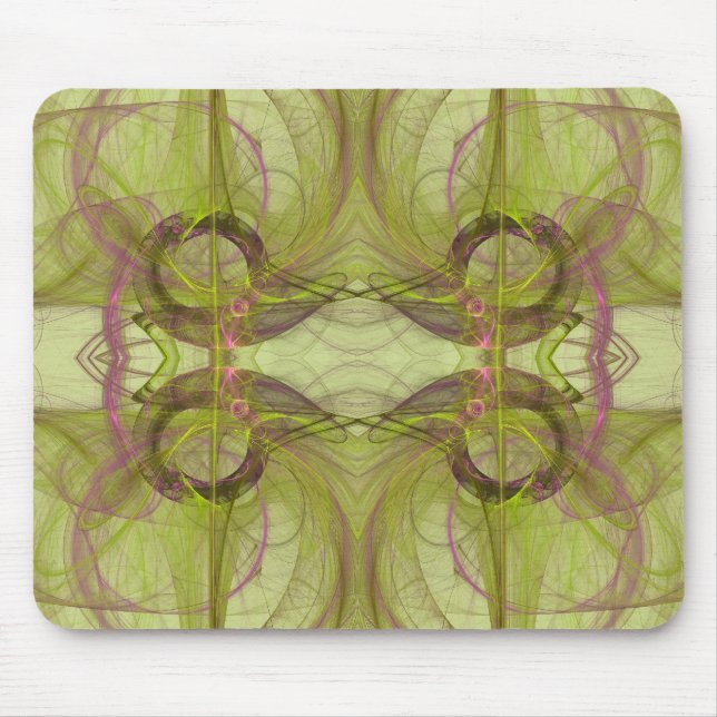 Tapis De Souris Mousepad vert et rose fractal (Devant)