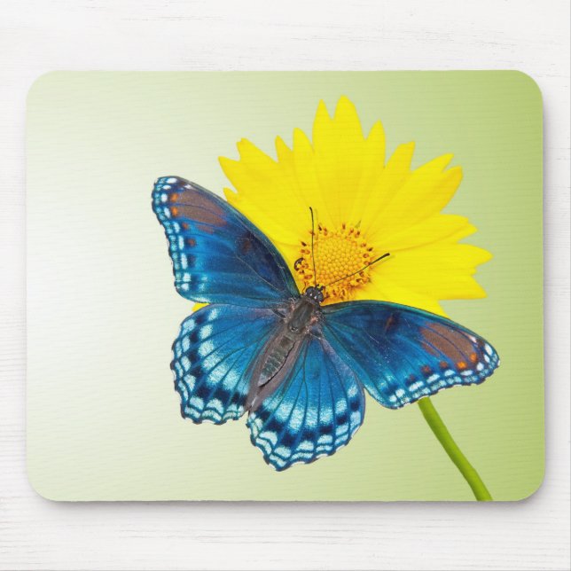 Tapis De Souris Mousepad with a butterfly and a flower (Devant)