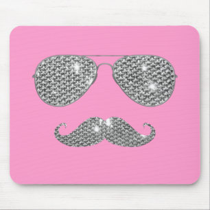 Tapis De Souris Moustache drôle de diamant avec des verres
