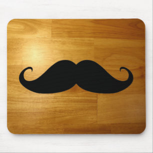 Tapis De Souris Moustache drôle sur l'arrière - plan en bois