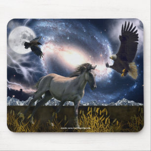 Tapis De Souris Moustang espagnol, Aigle de Bald & Galaxy Art Mous