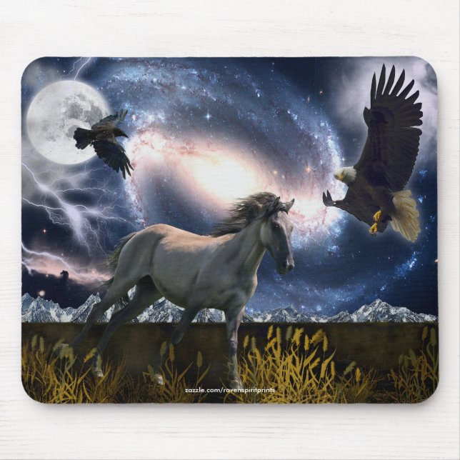 Tapis De Souris Moustang espagnol, Aigle de Bald & Galaxy Art Mous (Devant)