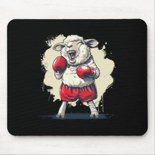 Tapis De Souris Mouton boxeur avec gants de boxe Kickboxing Drôle