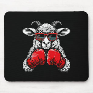 Tapis De Souris Mouton boxeur avec gants de boxe Kickboxing Drôle