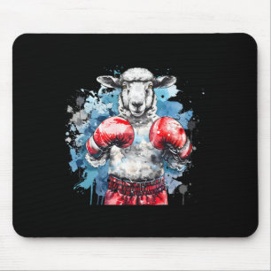 Tapis De Souris Mouton boxeur avec gants de boxe Kickboxing Drôle
