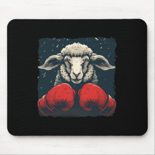 Tapis De Souris Mouton boxeur avec gants de boxe Kickboxing Drôle