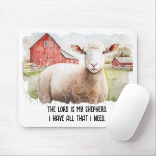 Tapis De Souris Mouton d'aquarelle avec citation religieuse