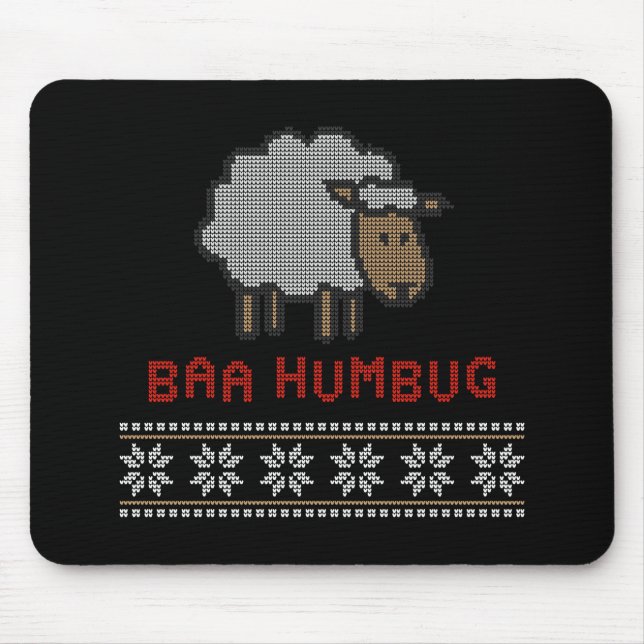 Tapis De Souris Mouton de Noël Baa Humbug (Devant)