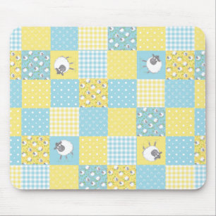 Tapis De Souris Moutons amusants : Style champêtre, Faux Patchwork