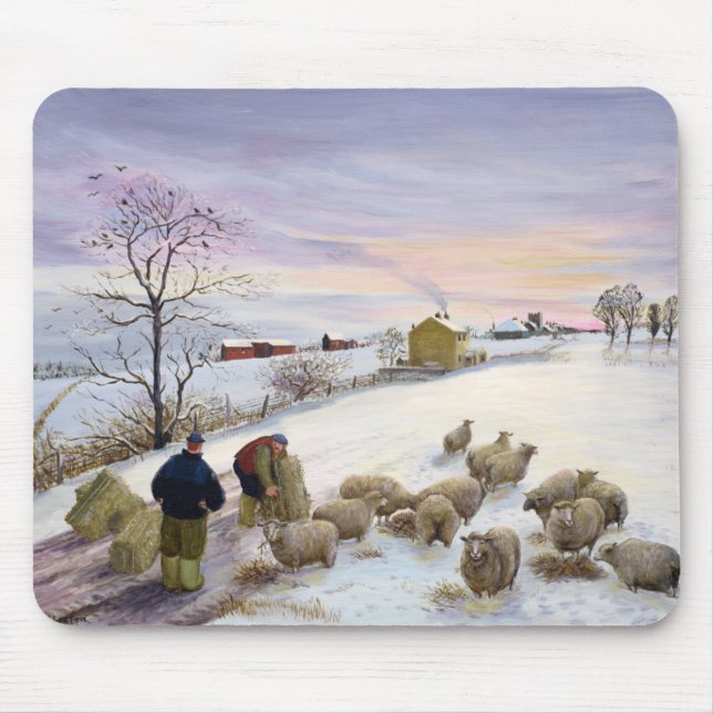 Tapis De Souris Moutons de alimentation en hiver (Devant)