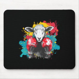 Tapis De Souris Moutons de boxe avec gants de boxe Kickboxing Drôl