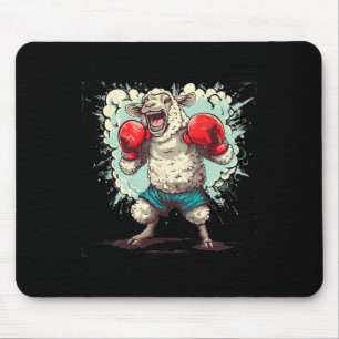 Tapis De Souris Moutons de boxe avec gants de boxe Kickboxing Drôl
