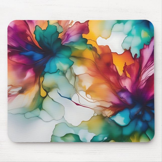 Tapis De Souris Mouvement Abstrait Encre d'alcool dynamique (Devant)