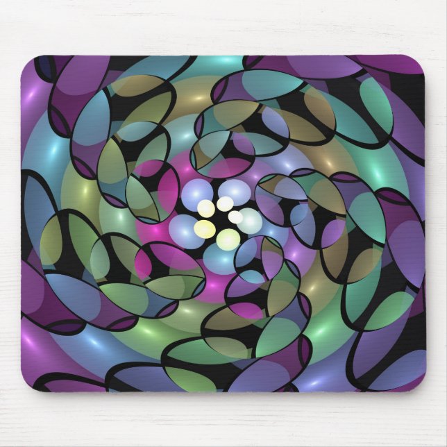 Tapis De Souris Mouvements colorés Abstrait Trippy Fractal Art (Devant)
