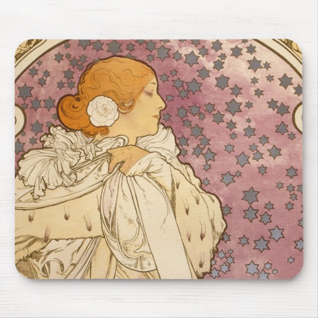 Tapis De Souris Mucha Art nouveau femme beauté (Devant)