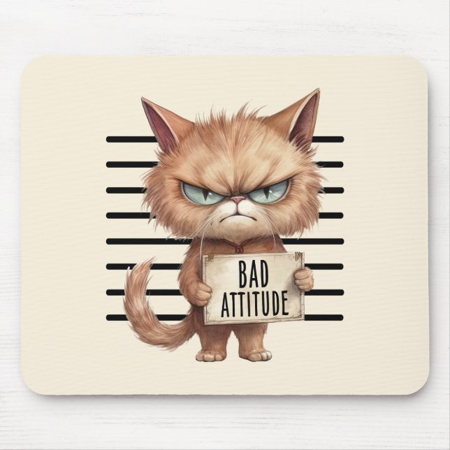 Tapis De Souris Mugshot de chat drôle et mignon (Devant)