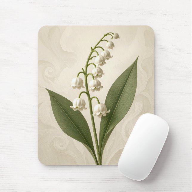 Tapis De Souris Muguet sur fond abstrait neutre (Avec souris)
