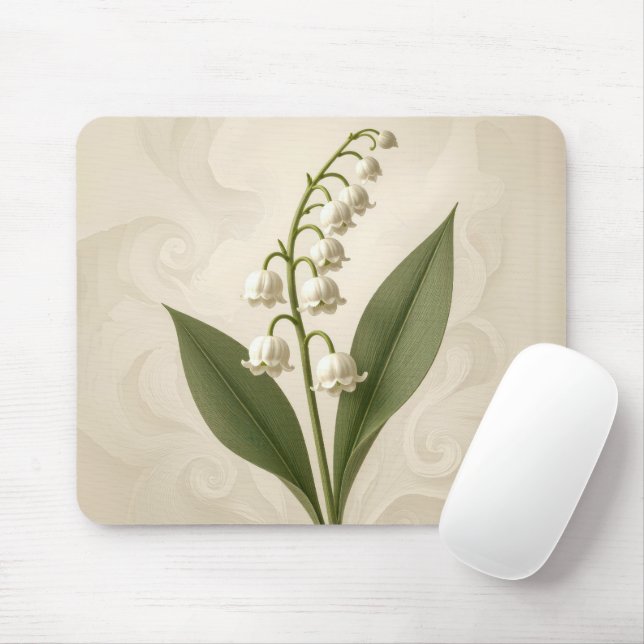 Tapis De Souris Muguet sur fond abstrait neutre (Avec souris)