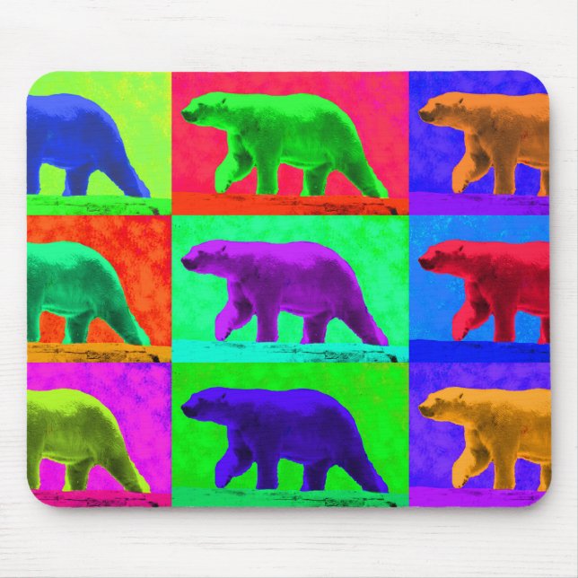 Tapis De Souris Multi-Panneau grunge d'ours blanc de Popart d'art (Devant)