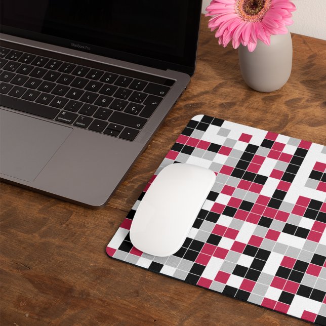 Tapis De Souris Multicolore Magenta Black Géométrique (Créateur téléchargé)