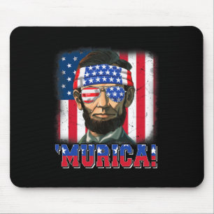 Tapis De Souris Murica Abe Lincoln 4 juillet Murica Patriotique Mo