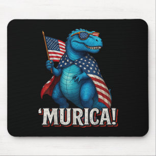 Tapis De Souris Murica T Rex Dinosaur 4 juillet Drapeau Américain