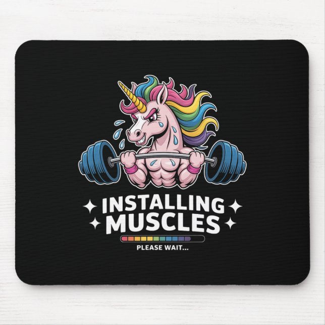 Tapis De Souris Muscles Installation Unicorn Poids Bodybuild (Devant)