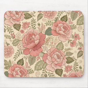 Tapis De Souris Muse Florale Poussiéreuse - Style Batik Rose Pouss