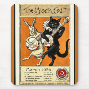 Tapis De Souris Musiciens vintages de chat noir et lapin