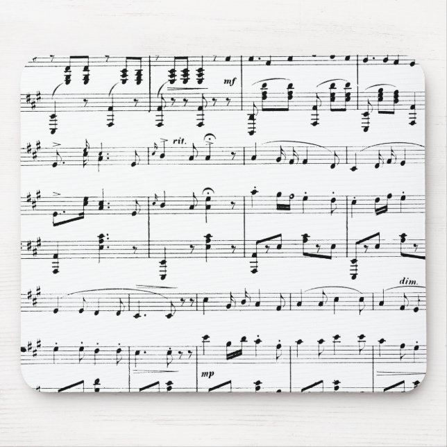 Tapis De Souris Musique en feuille blanche (Devant)