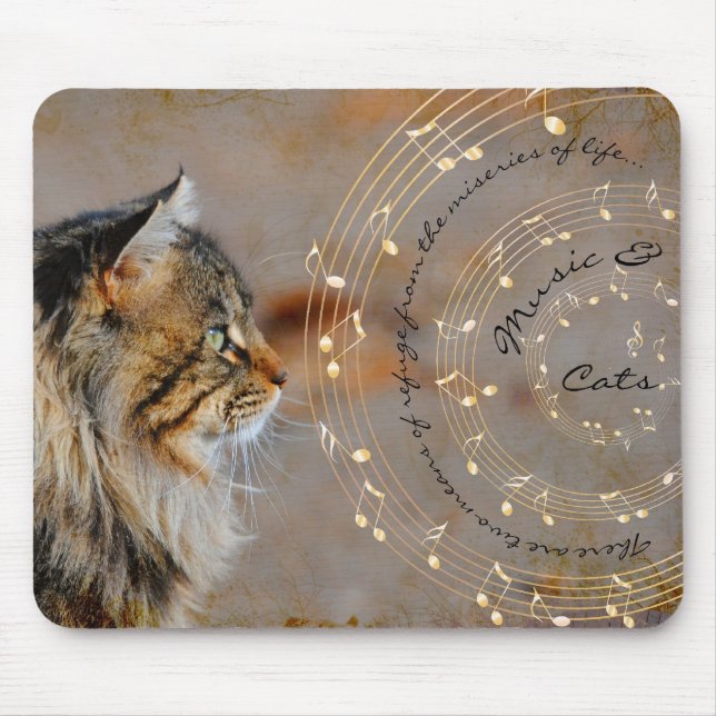 Tapis De Souris Musique et chats Mousepad (Devant)