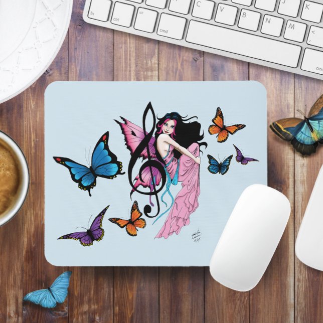 Tapis De Souris Musique Note Papillons Fairy (Créateur téléchargé)