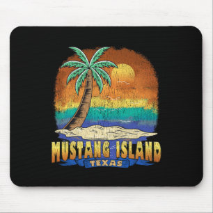 Tapis De Souris Mustang Island Texas Vintage Souvenir désorganisé